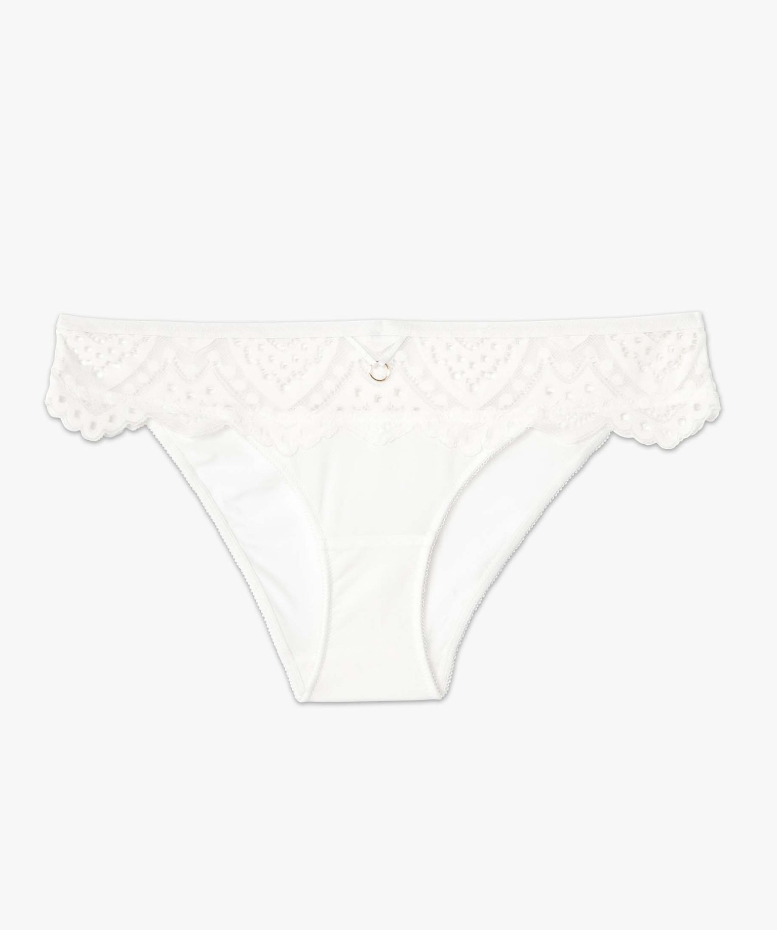 Culotte femme en microfibre et dentelle blanc | GEMO