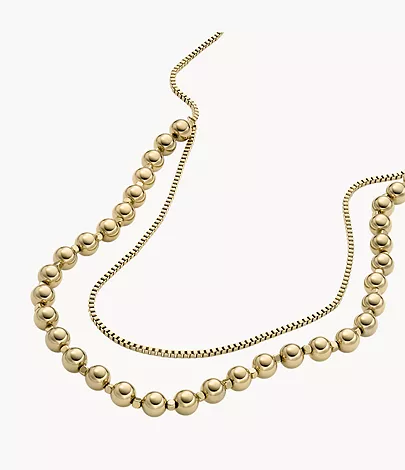 Fossil Kette All Stacked Up Edelstahl Beads goldfarben