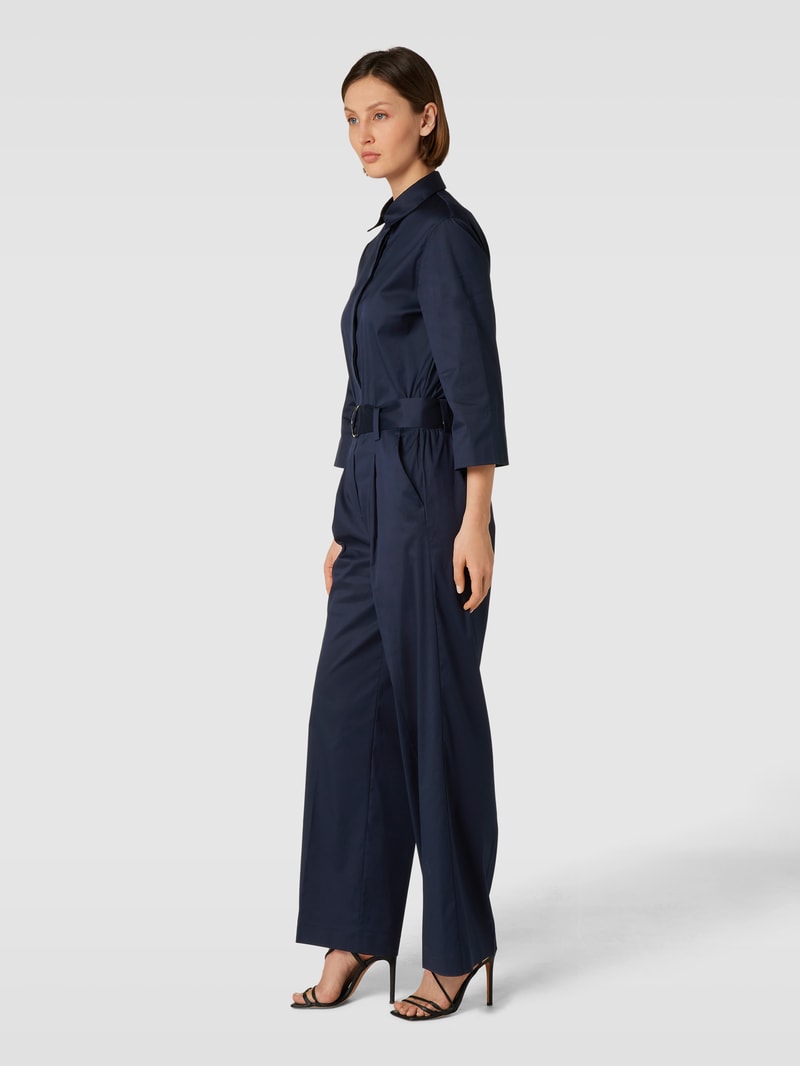 Jumpsuit mit Bindegürtel in marineblau