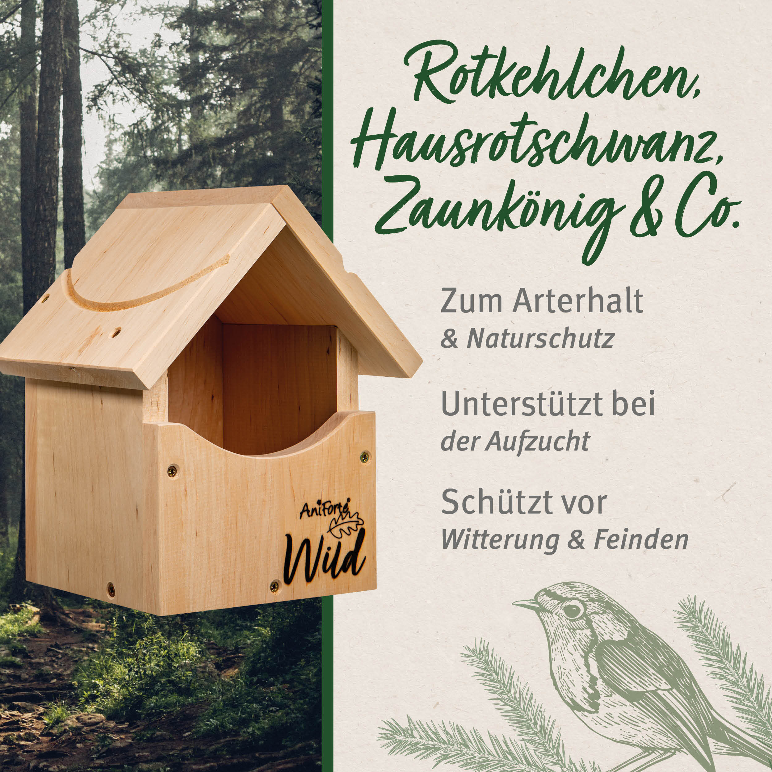 Aniforte Vogelhäuser & Nistkästen Aniforte Nistkasten Rotkehlchen
