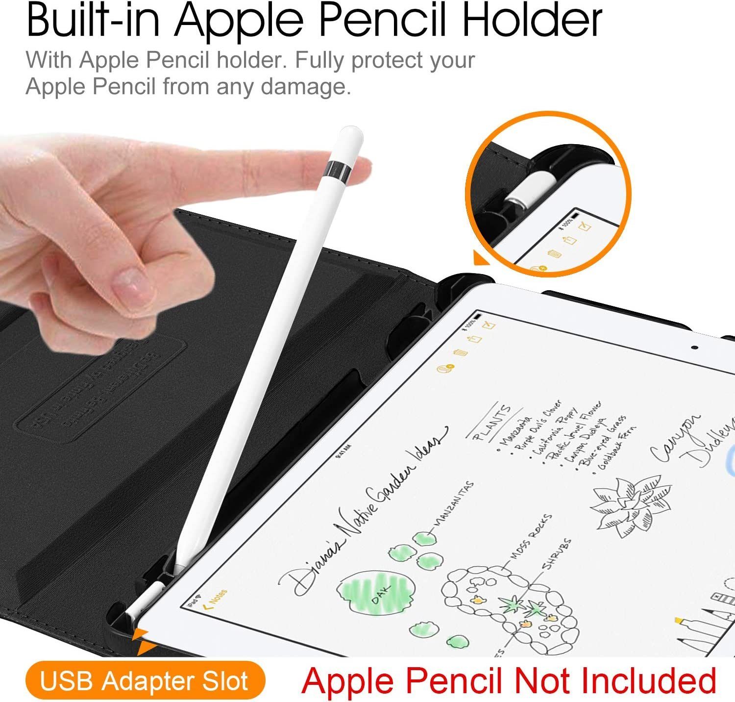 Fintie Tablet-Hülle Hülle für iPad 10.2 Zoll 9.Generation / 8. Gen / 7. Gen (Modell 2021/2020/2019) mit Pencil Halter - 360 Grad Rotierend Stand Schutzhülle Cover mit Auto Schlaf/Wach Funktion