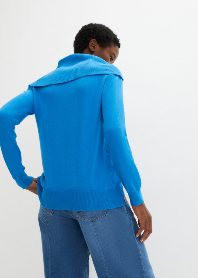 Feinstrickpullover mit weitem Kragen