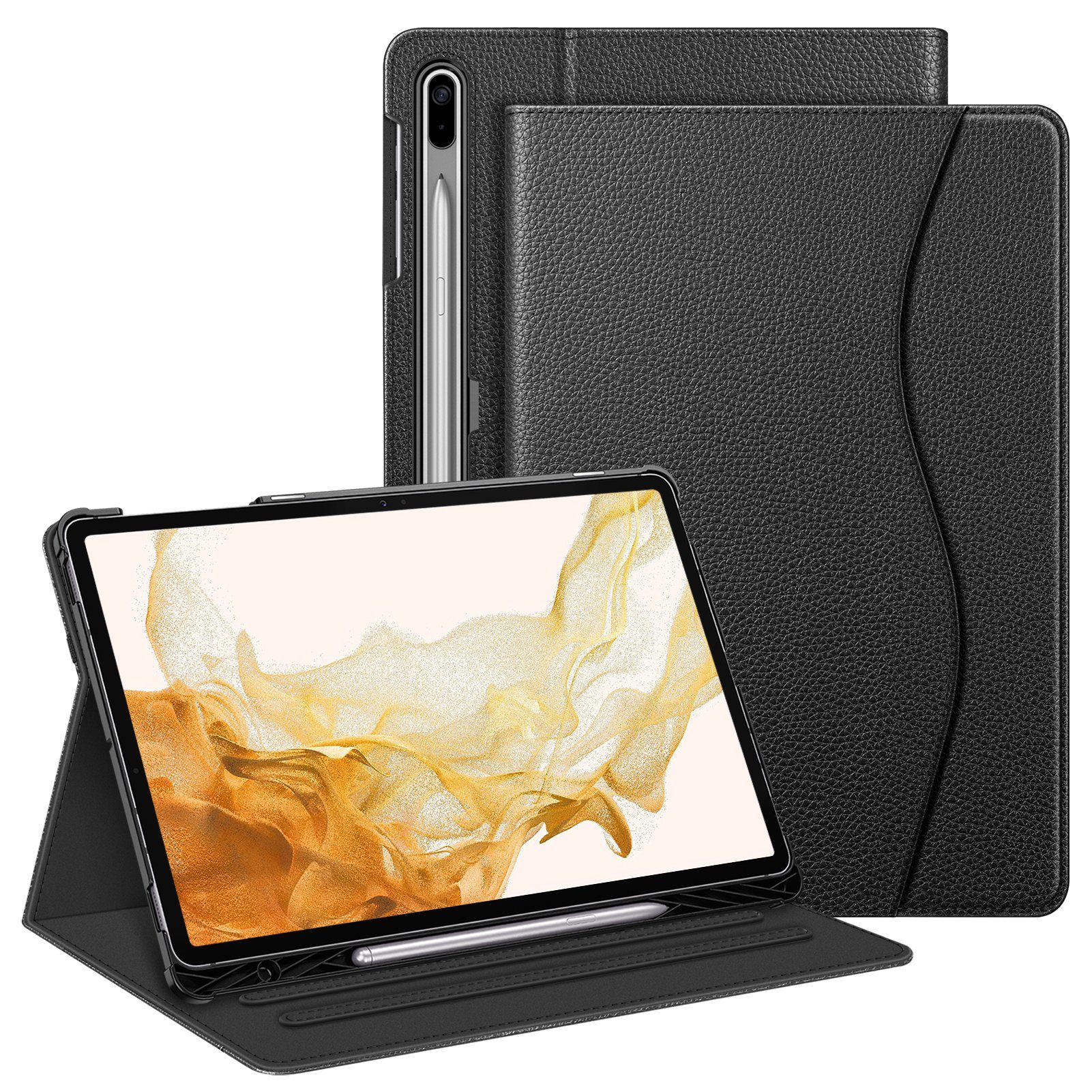 Fintie Tablet-Hülle Hülle für Samsung Galaxy Tab S8 Plus 2022/S7 FE 2021/S7 Plus 2020 12.4 Zoll, Multi-Winkel Folio Schutzhülle mit S Pen Halter Dokumentschlitze und Auto Schlaf/Wach Funktion