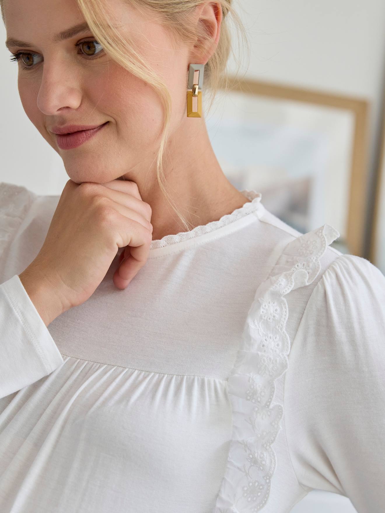 Vertbaudet Blusenshirt für die Schwangerschaft - wollweiß