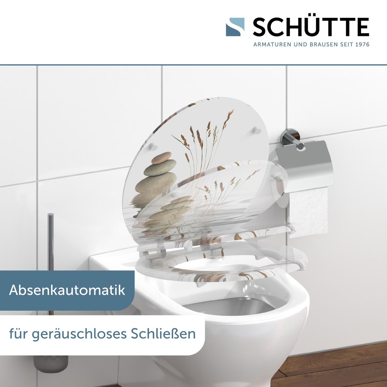 Schütte MDF WC Sitz BALANCE, Toilettendeckel mit Absenkautomatik, Holzkern