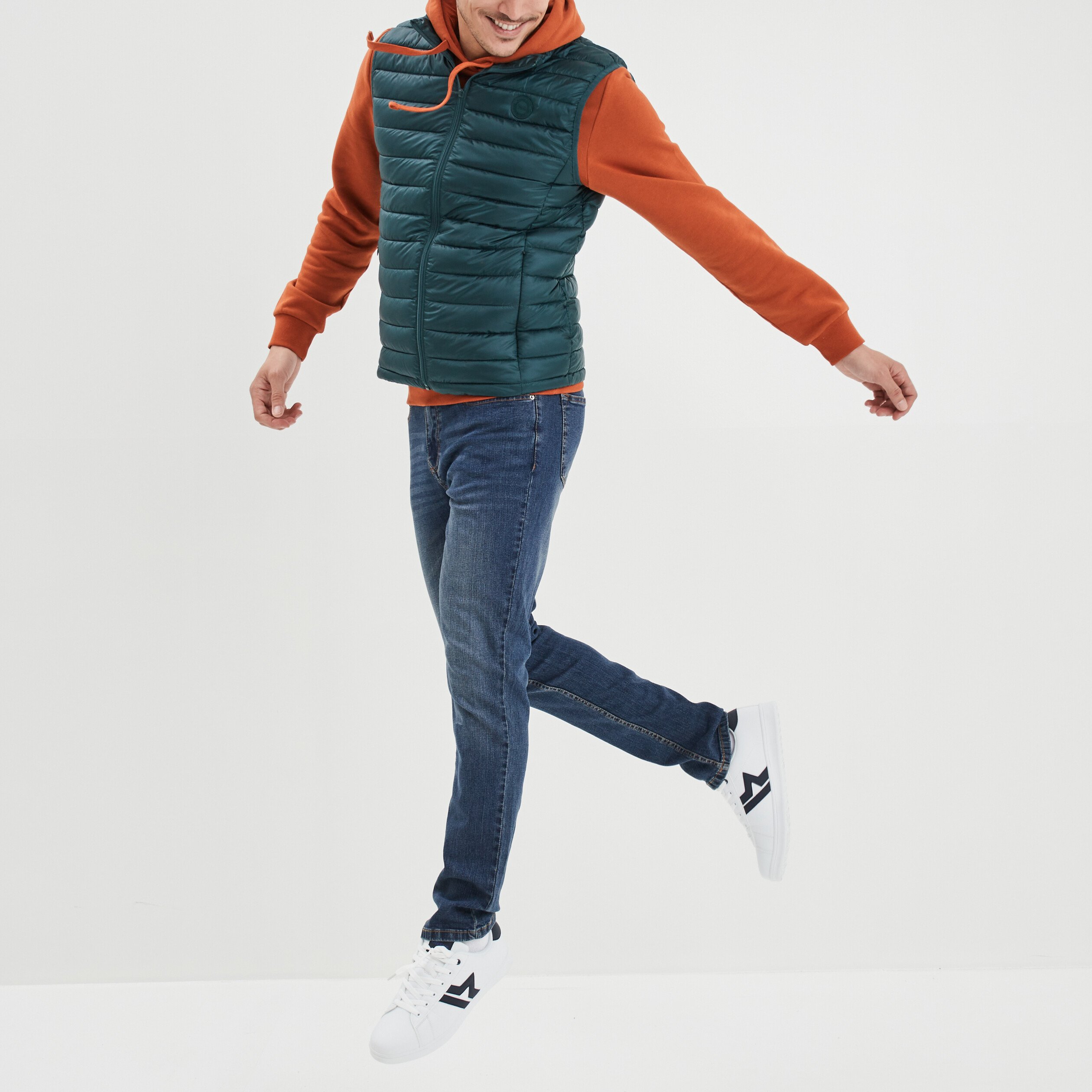 Sweat molleton à capuche hoodie orange foncé homme | La Halle