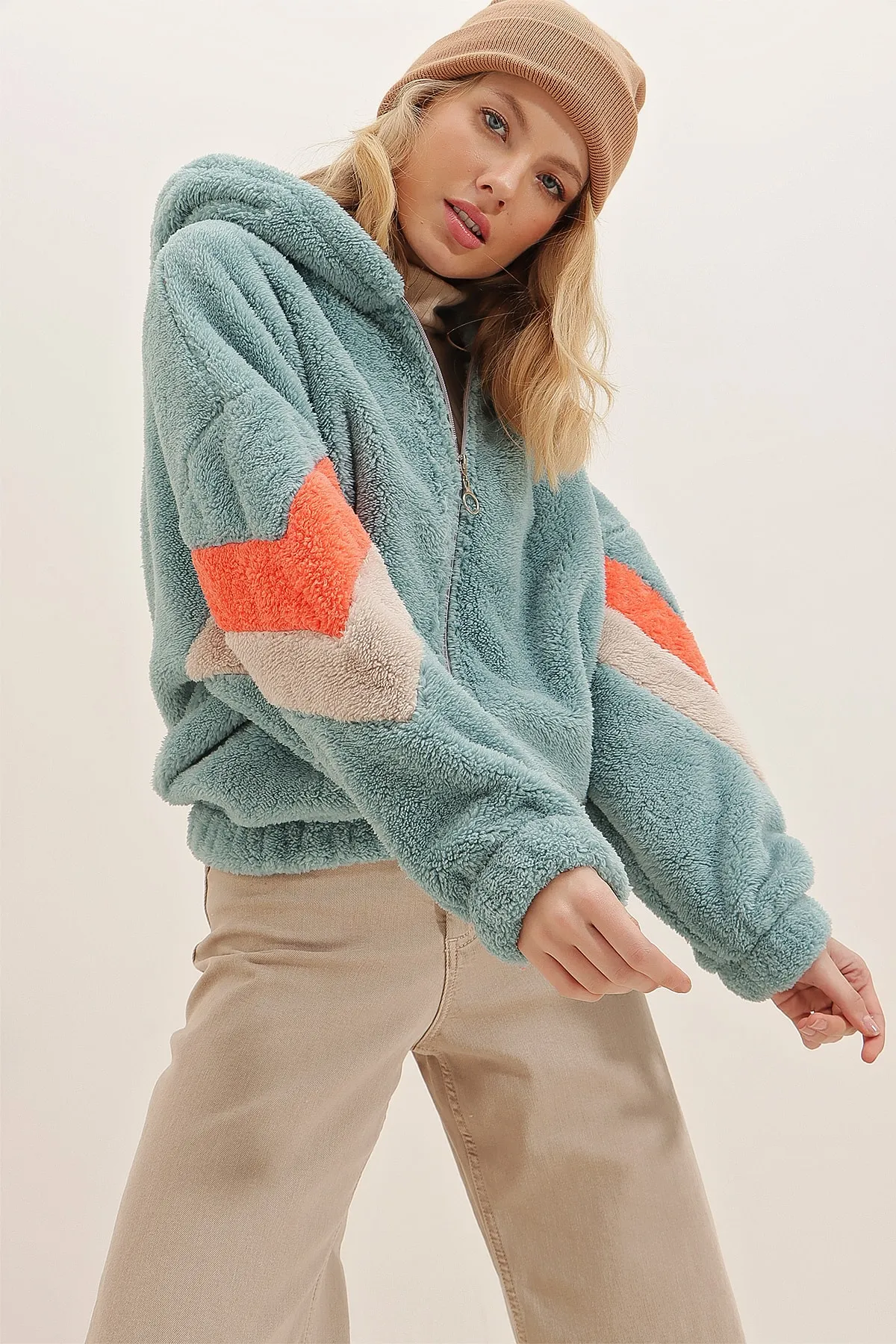 Trend Alaçatı Stili  Sweatshirt - Türkis - Oversized