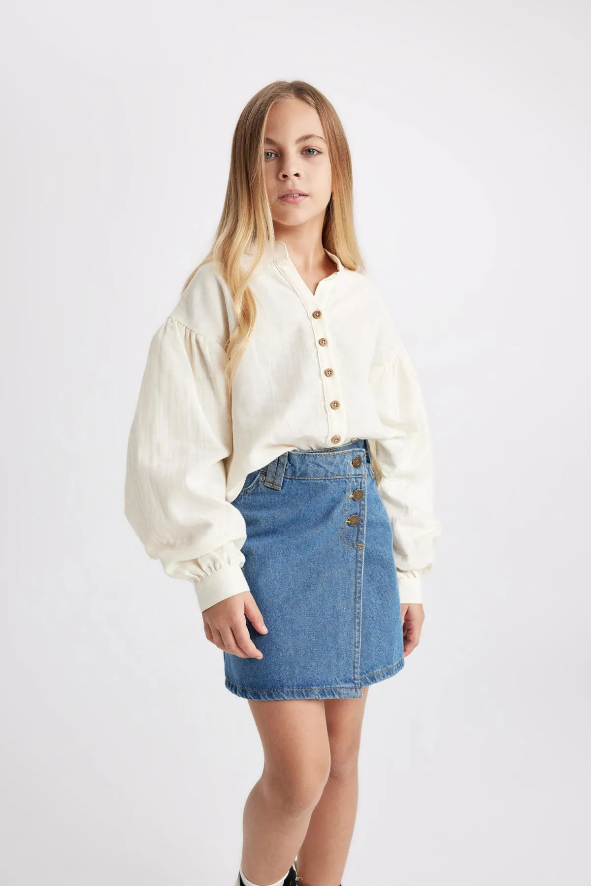 DeFacto  Mädchen-Musselin-Langarmshirt mit entspannter Passform