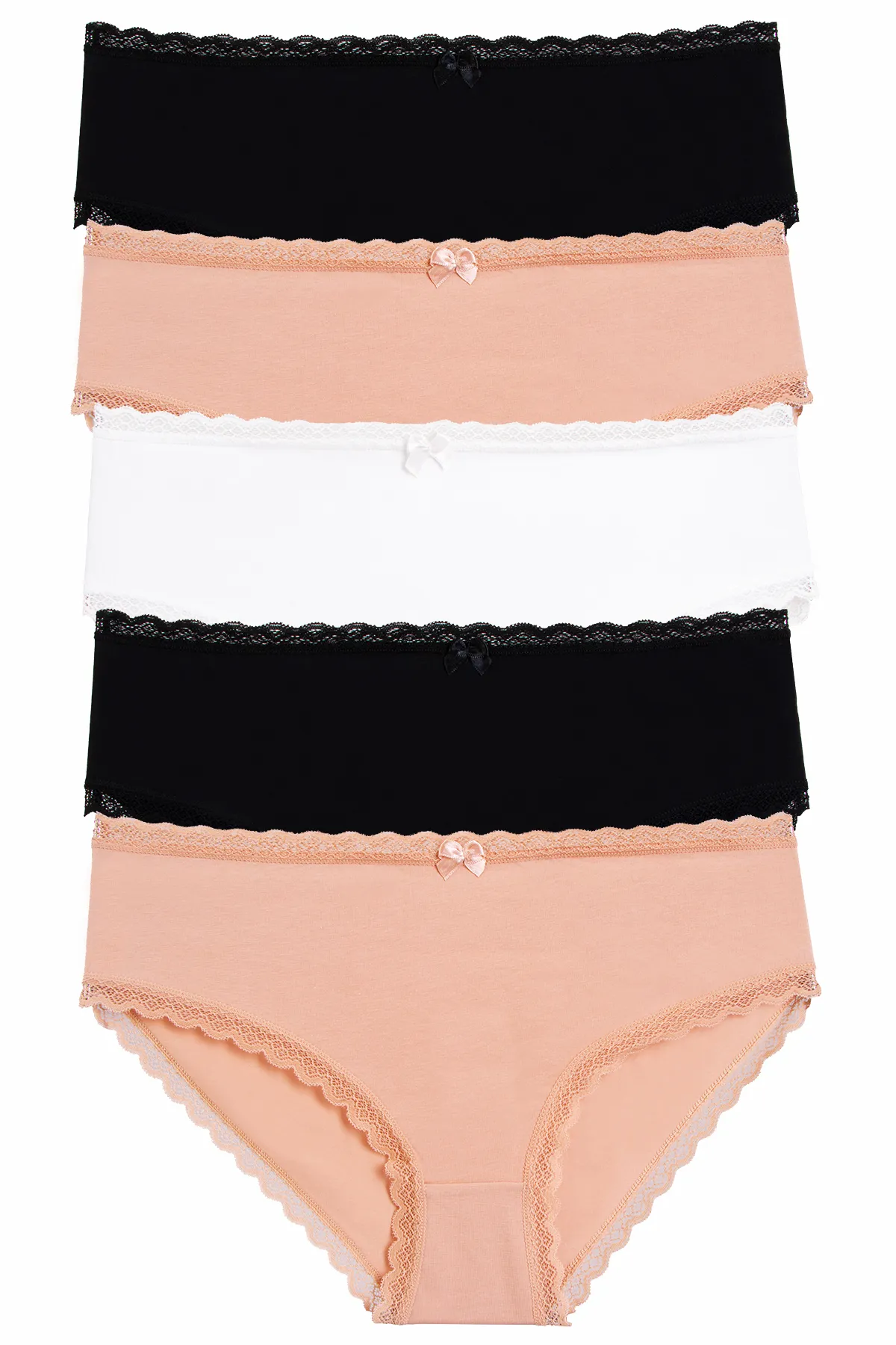 Nicoletta  Damenhöschen in Übergröße, 5er-Pack, Lycra-Spitze, MIXCOLOR