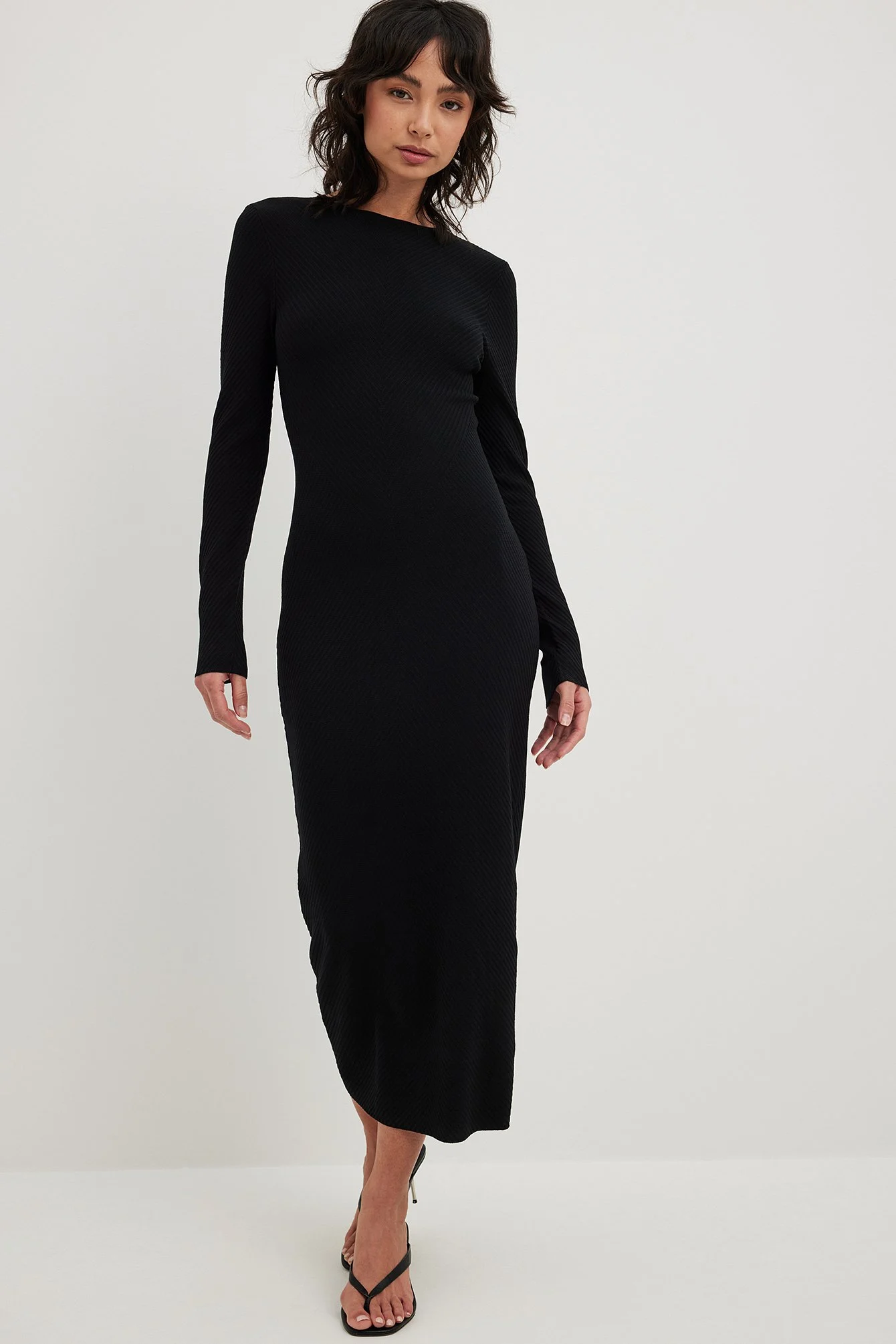 Midikleid aus Rippenstrick mit Korsettdetails
