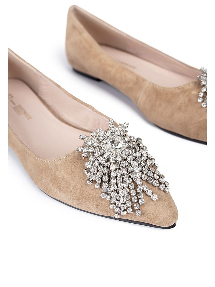 loft37 Leder-Ballerinas in Beige günstig kaufen