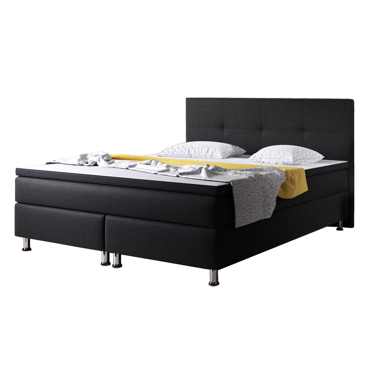 IHG Boxspringbett Dallas 180x200 Webstoff Schwarz