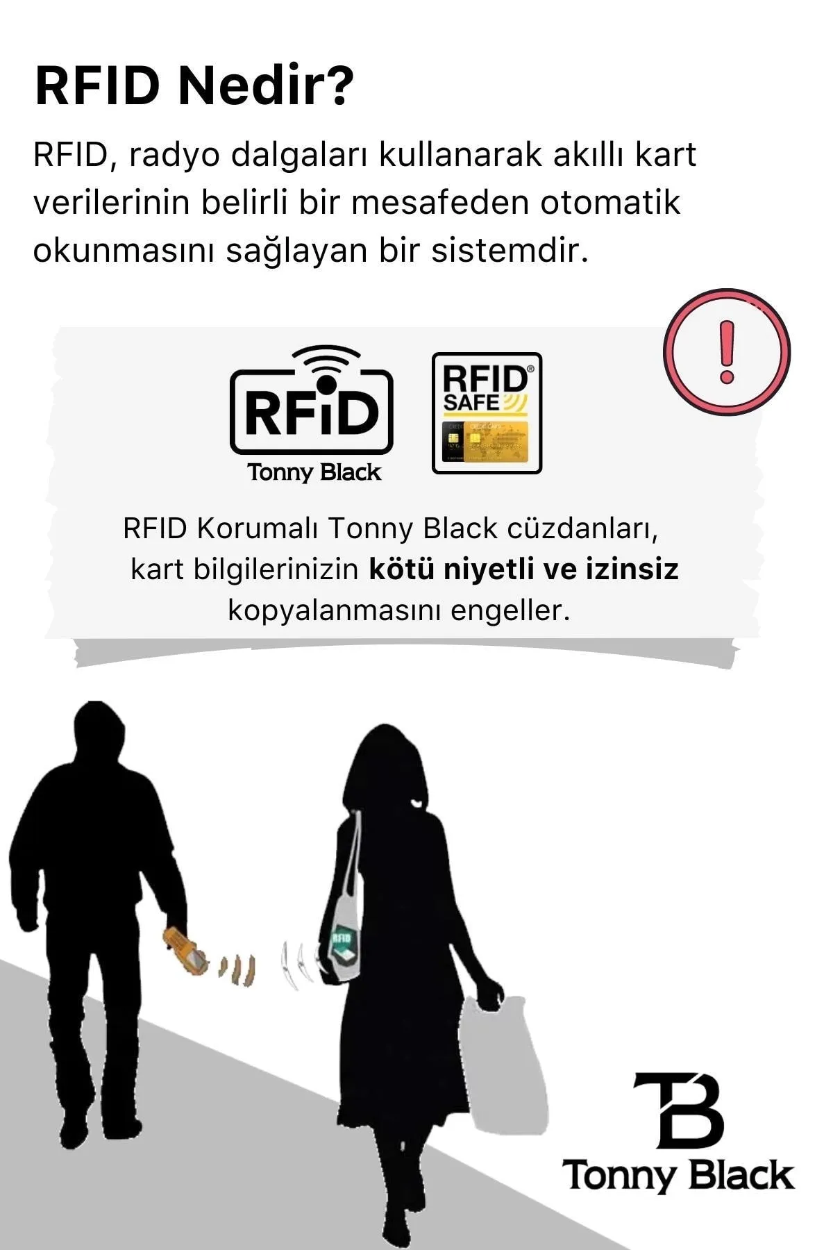 Tonny Black  Originale RFID-Schutz-Geldbörse mit Automatikmechanismus und Diebstahlschutz, mit Geld- und Kartenhalter