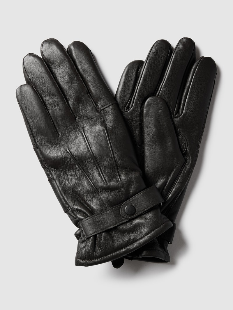 Lederhandschuhe mit Ziernähten in dunkelbraun