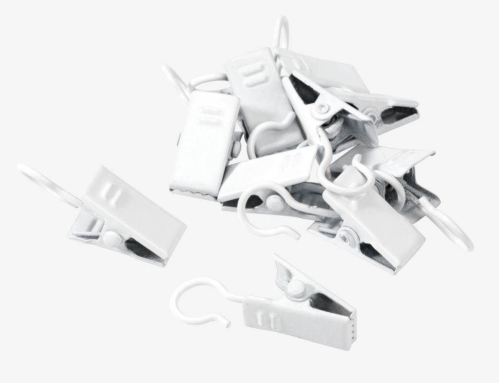 Gardinenringklemmen, 10 Stück/Packung, weiß