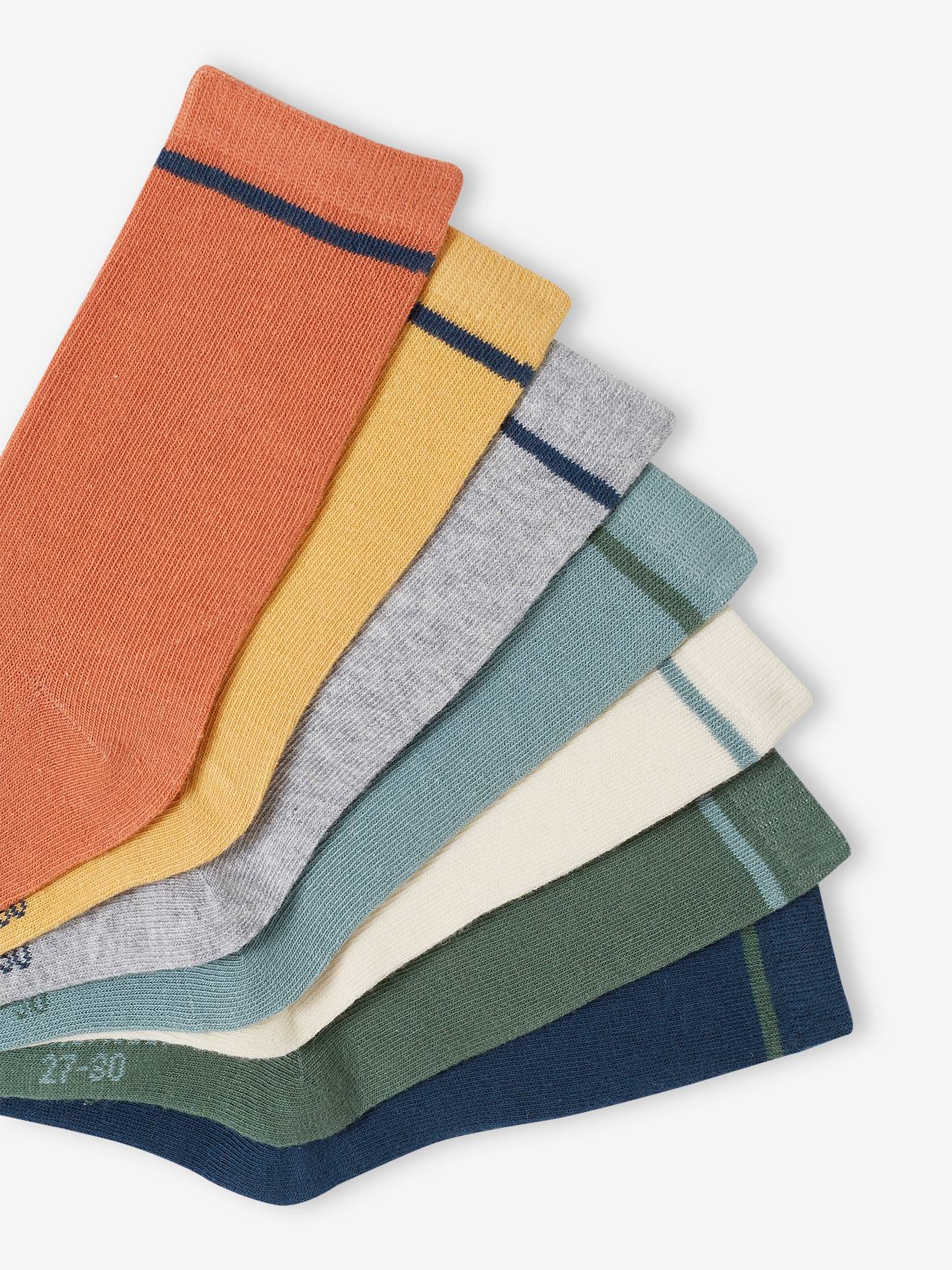 Vertbaudet 7er-Pack Jungen Socken, zweifarbig BASIC Oeko-Tex - schokolade