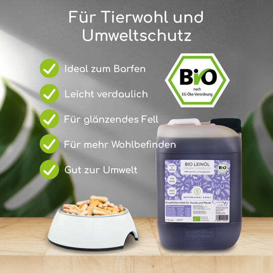 Wolfsbacher Natur Ergänzungsfutter & Aufzucht Wolfsbacher Natur Bio Leinöl 5 l