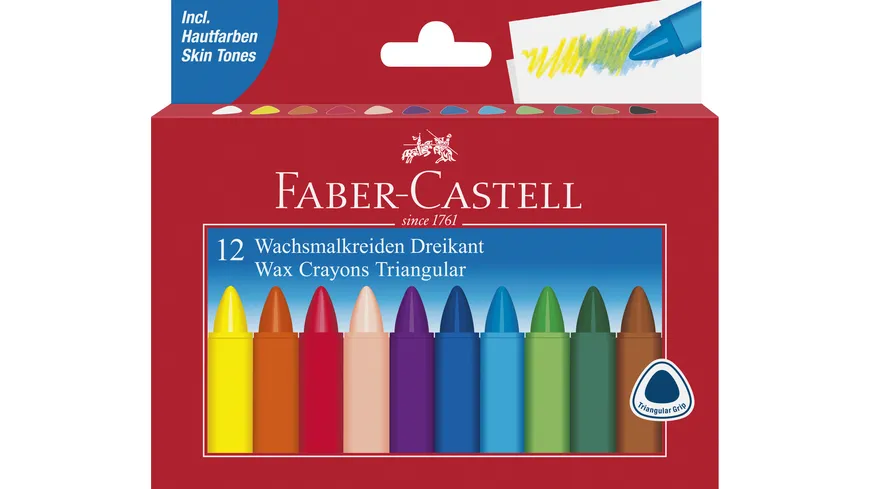 FABER-CASTELL Wachsmalstifte wasserfest 12er-Etui