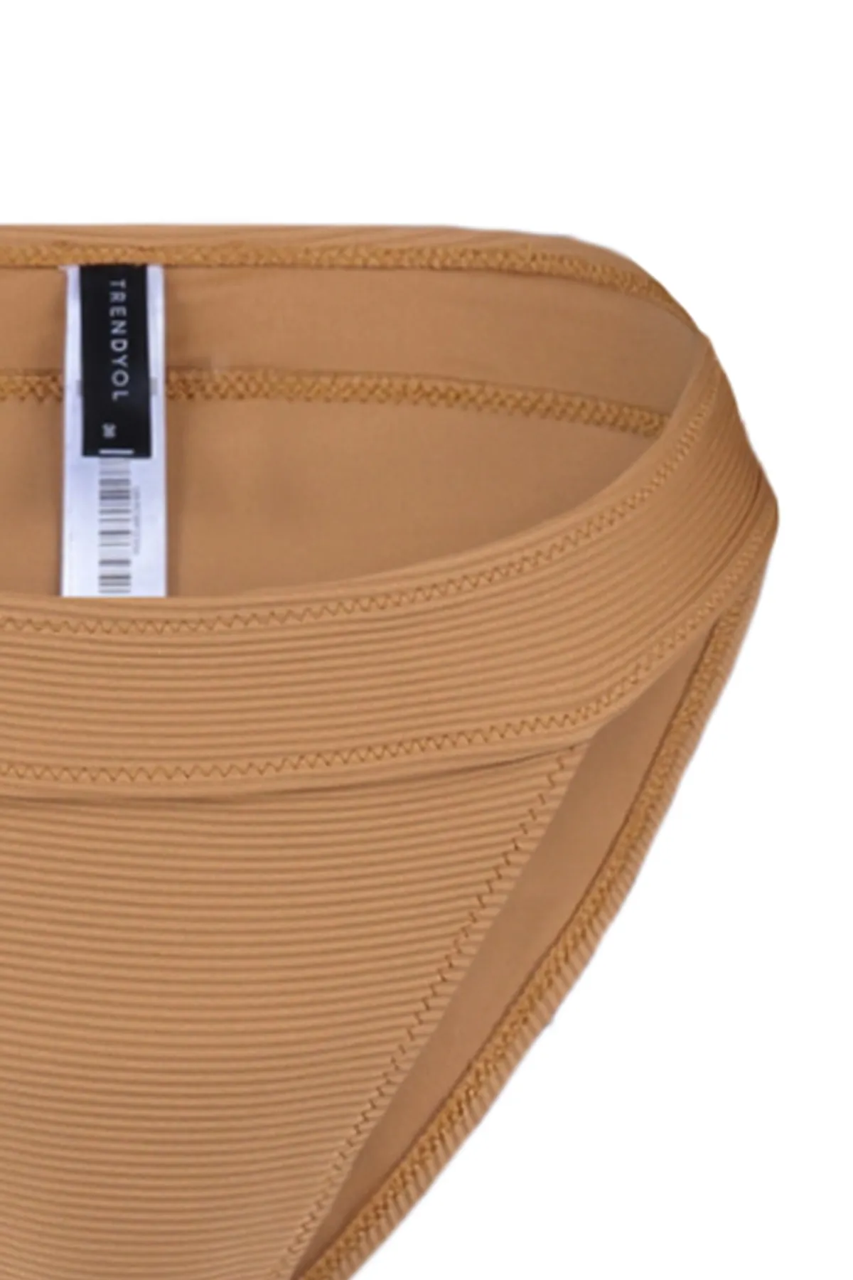 Trendyol Collection  Braune strukturierte Bikinihose mit hohem Beinausschnitt TBESS21BA0016