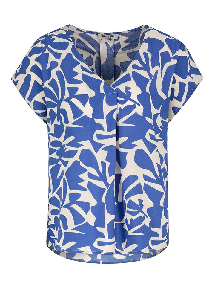 Sublevel Bluse in Blau/ Weiß günstig kaufen