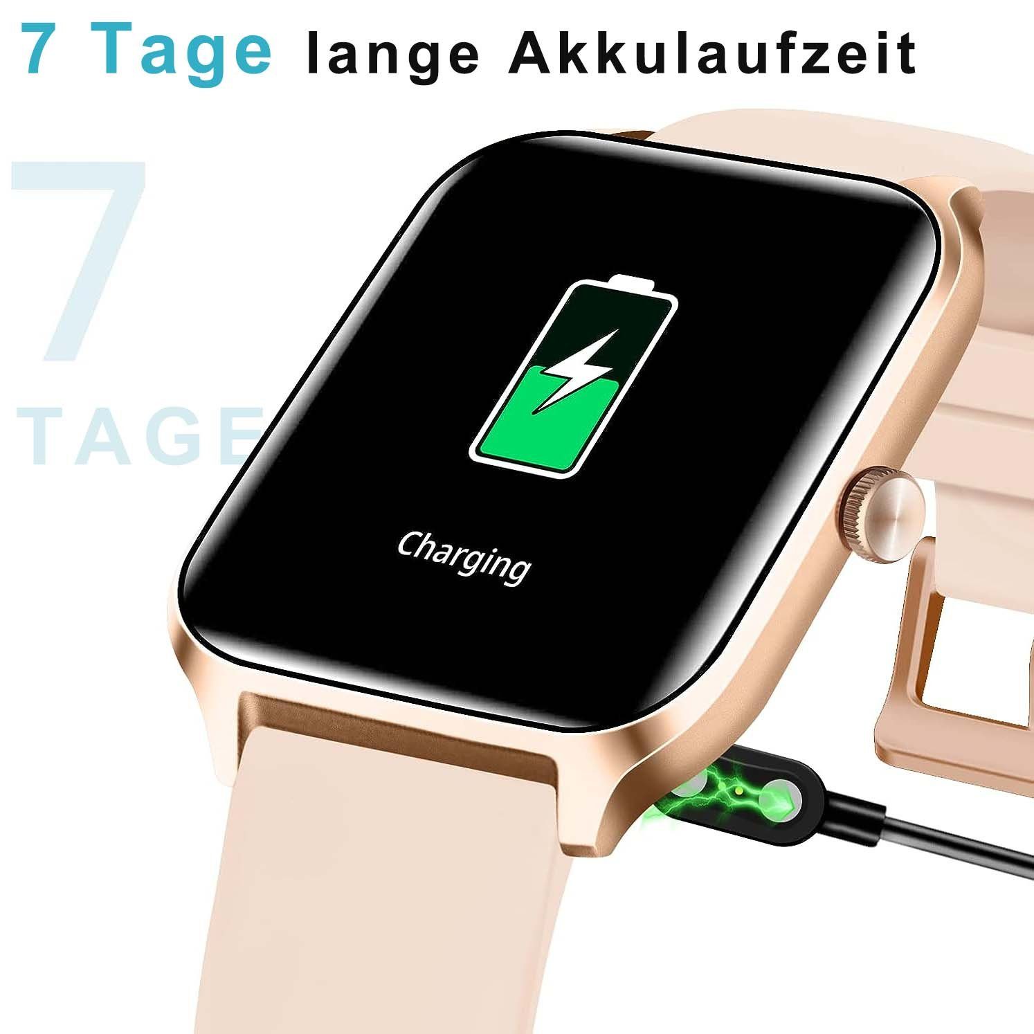 Yuede Smartwatch Damen und Herren, Fitness Uhr Mit Sprachanruf, Smartwatch (4,98 cm/1,96 Zoll) Fitness Tracker mit Schrittzähler, Schlaftracking, Kalorienverbrauch, Sportuhren mit Herzfrequenzmessung, Schlafuberwachung, Blutsauerstoffmessung, Sportar