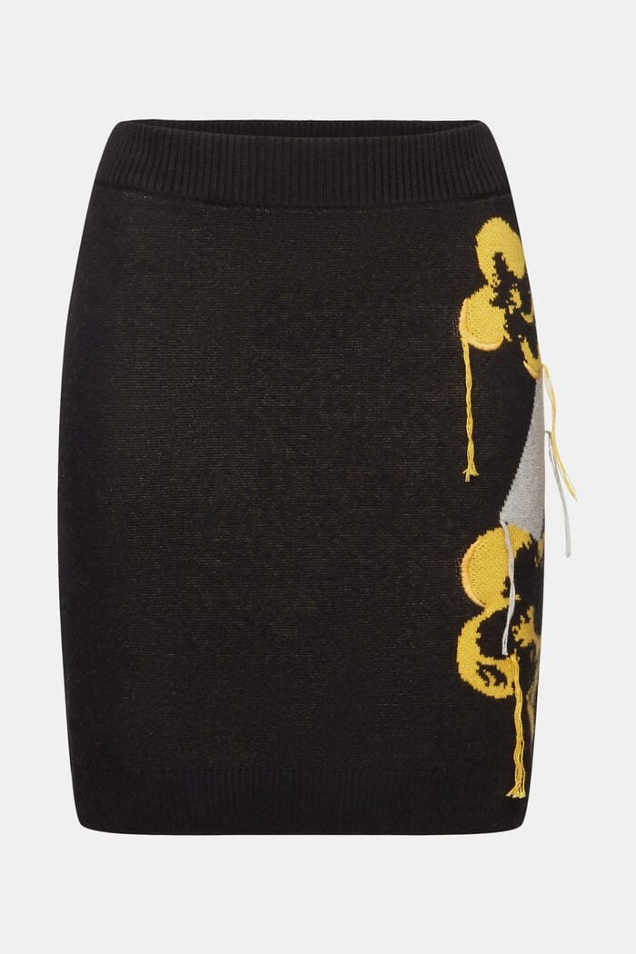 Strick-Minirock mit floralem Jacquard-Muster