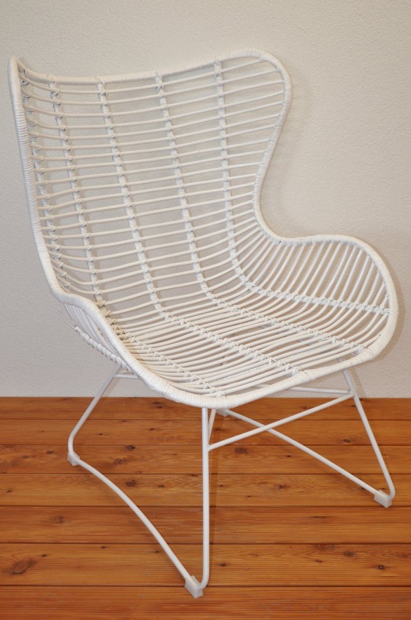 Rattani Rattanstuhl Rattanstuhl, Rattansessel Lagos Fb. weiß lackiert, Rattan + Metall