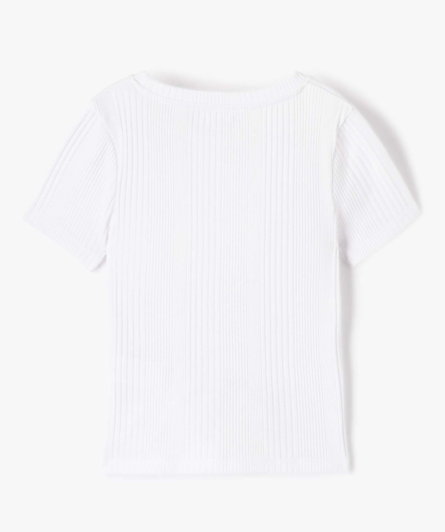 Tee-shirt fille en maille ctelée avec cordons coulissant ... blanc | GEMO