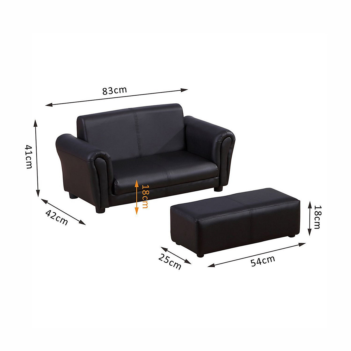 Kindersofa mit Hocker