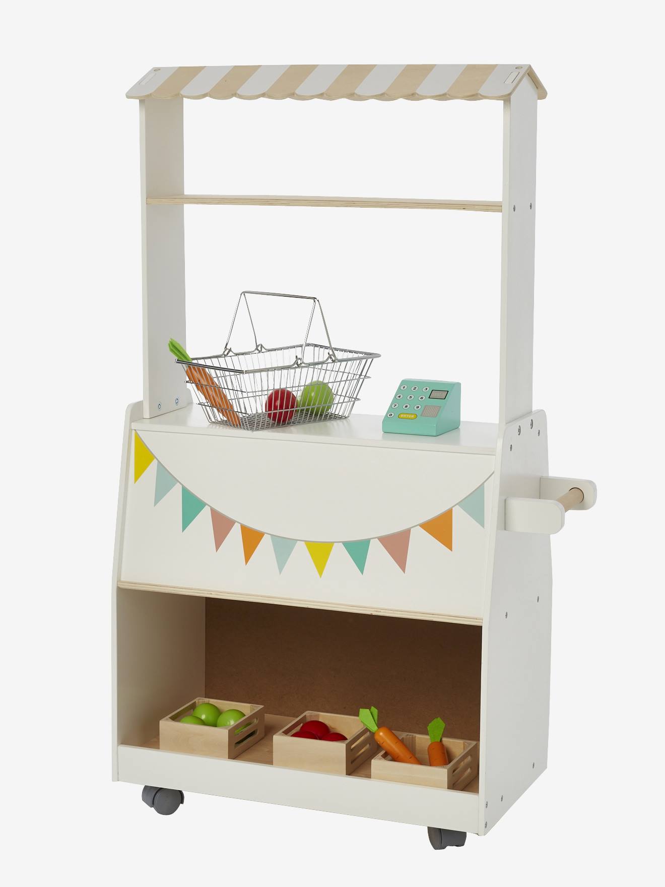 Vertbaudet Kinder Kaufladen mit Obst und Gemüse, Holz FSC - mehrfarbig