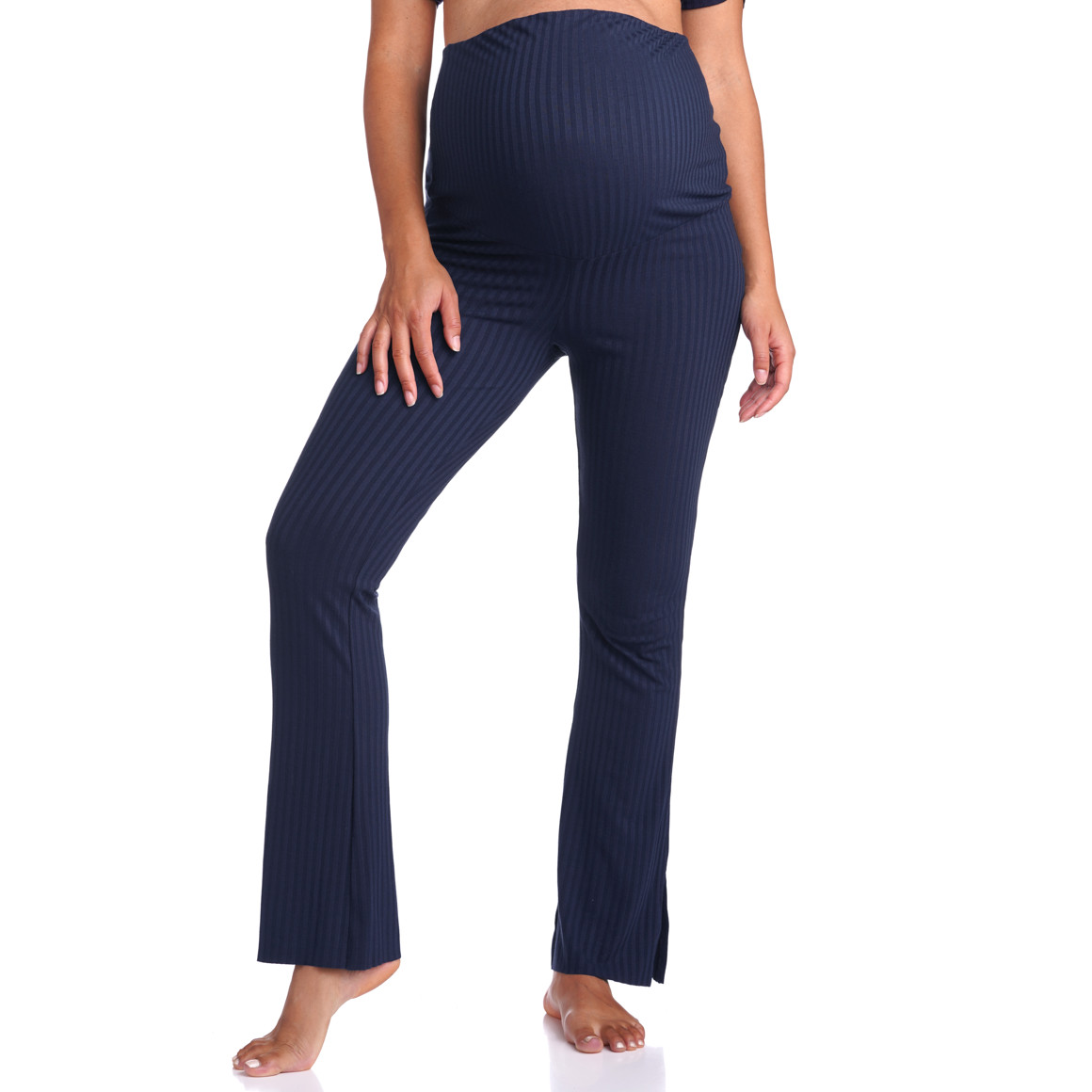 Damen Umstands-Loungehose in Ripp-Optik