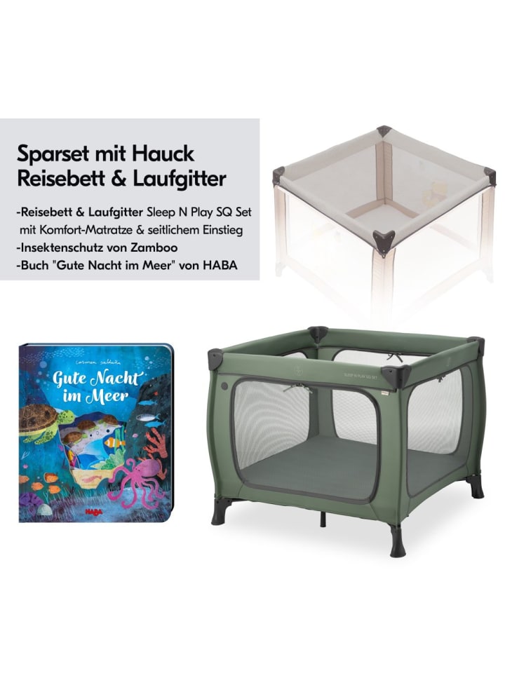 Hauck Reisebett & Laufgitter Sleep N Play SQ Set in gruen günstig kaufen onesize