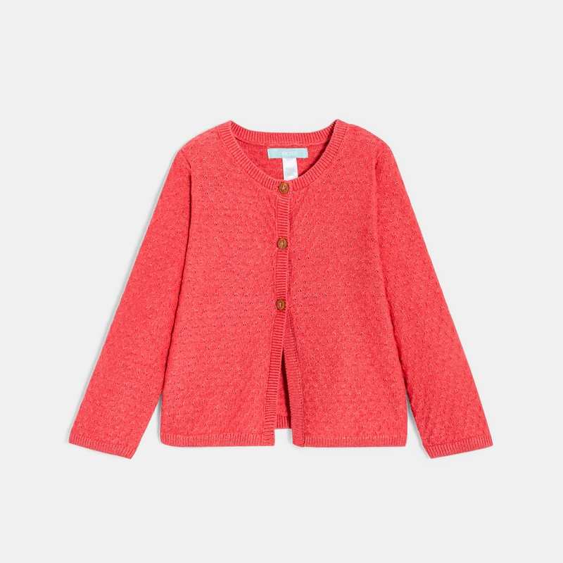 Gilet maille fantaisie rose bébé fille