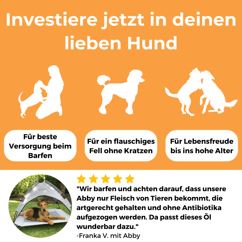 Dog-Native Ergänzungsfutter & Aufzucht Dog-Native Wildfischöl für Hunde aus nachhaltigem Wildfang mit natürlichem Vitamin E, Omega 3 Öl, Fischöl in Glasflasche, kein Lachsöl, 500ml