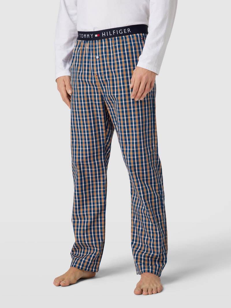 Sweatpants mit Karomuster in blau