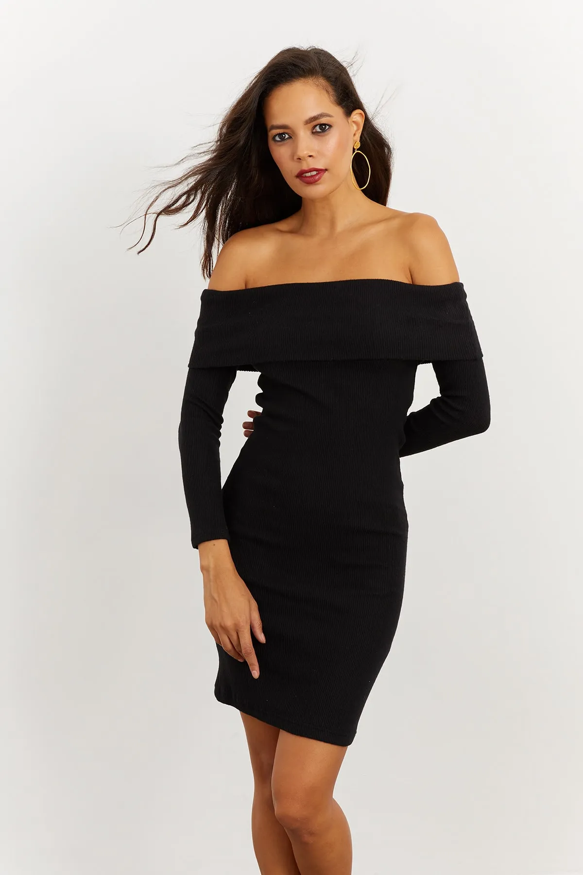 Cool & Sexy  Schwarzes Camisole-Kleid mit Madonna-Kragen für Damen CG272