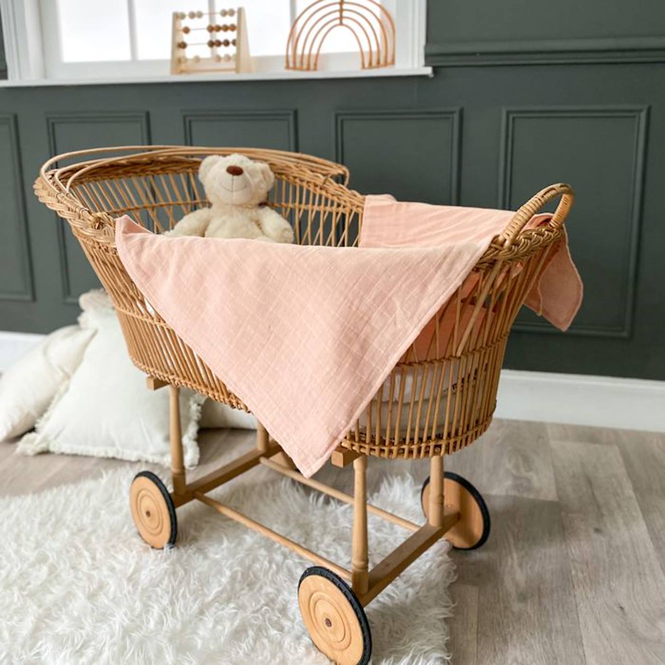 Maxi-lange en coton bio* uni Corail rose