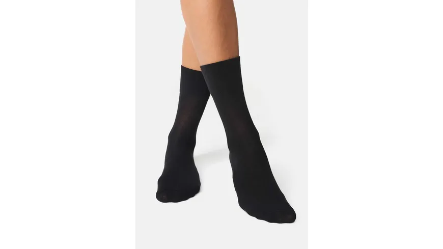 NUR DIE Damen Socken Feine Baumwolle Komfort 940 schwarz