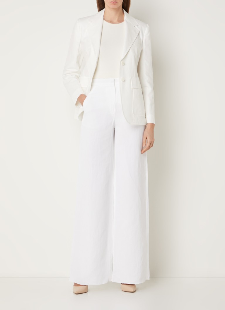 Pantaloni MaxMara Gary cu talie înaltă și croială largă, din amestec de in, cu buzunare laterale.