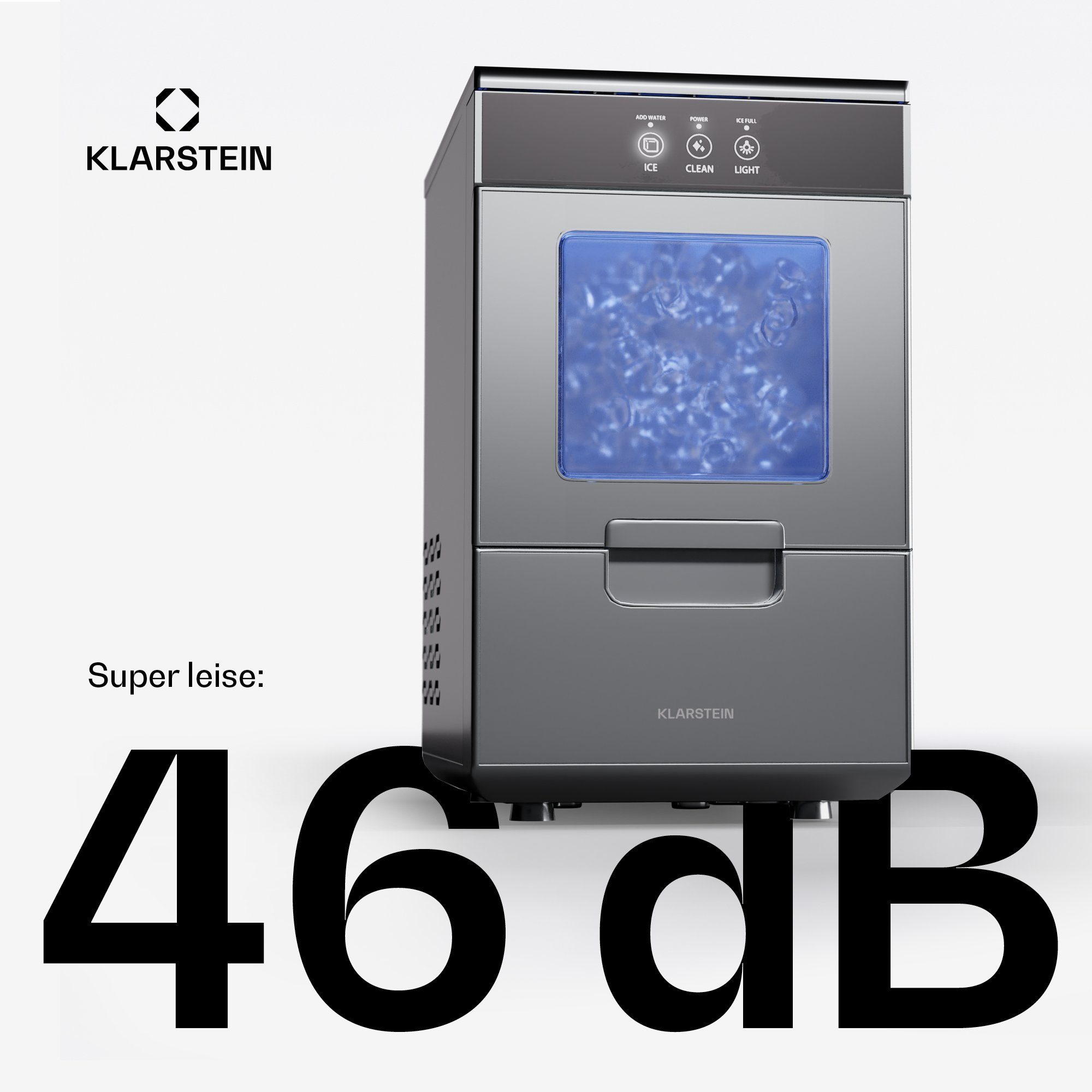 Klarstein Eiswürfelmaschine Ice Galet, Elektrischer Eiswürfelbereiter Eismachinen Wassertank 2,2 L