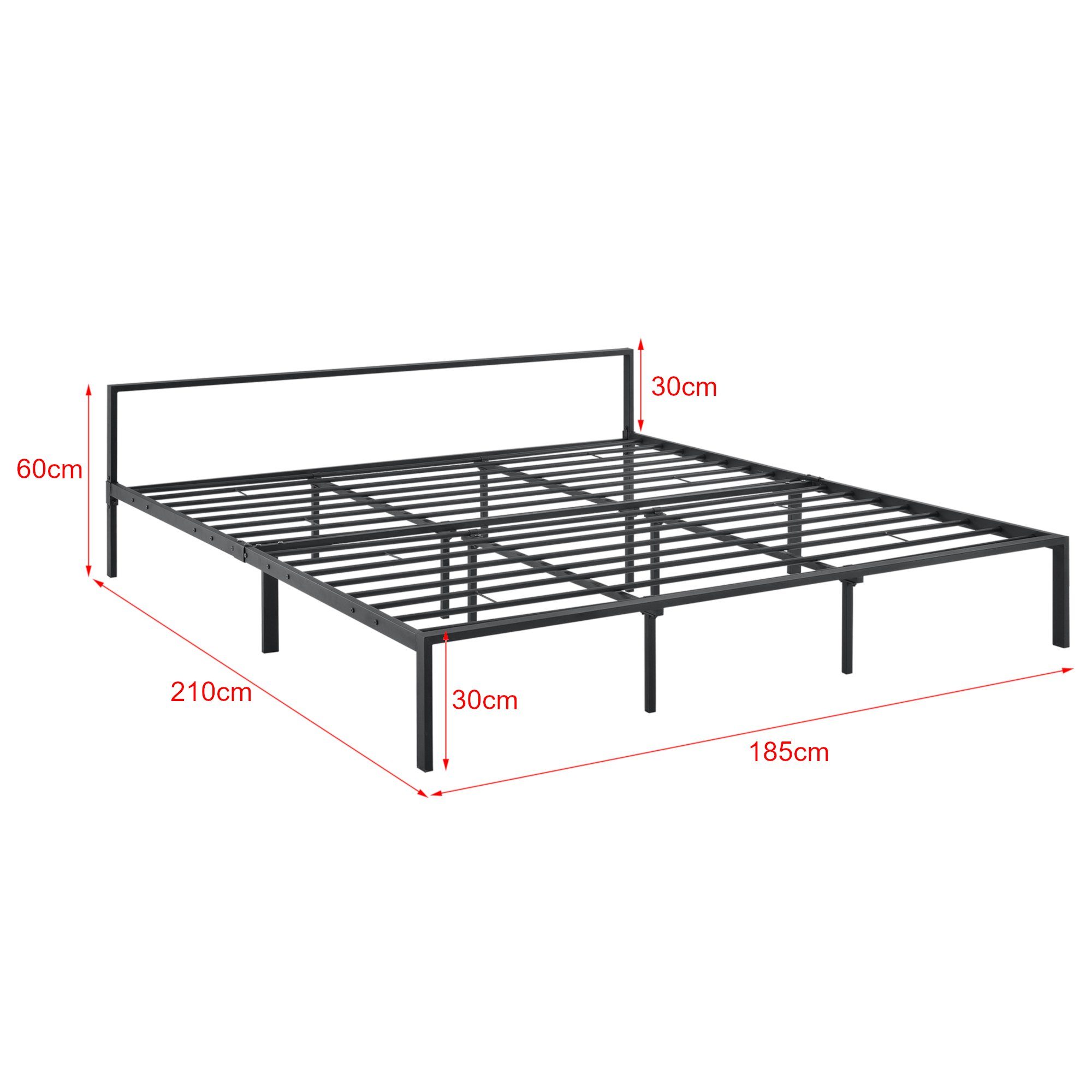 en.casa Metallbett, Imatra Bettgestell mit Kaltschaummatratze 180 x 200 cm Schwarz