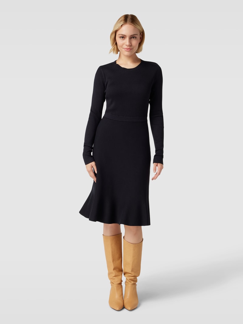 Knielanges Strickkleid aus Viskosemischung in marineblau
