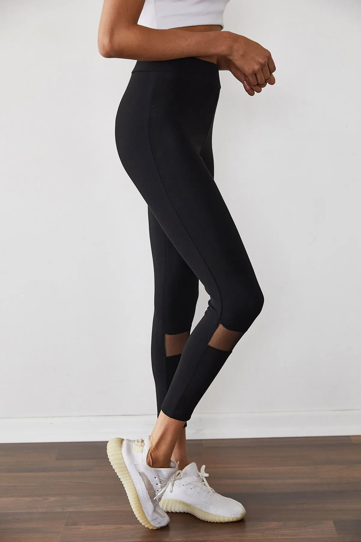 XHAN  Damen-Leggings aus schwarzem Tüll mit hoher Taille, 1KZK5-11399-02