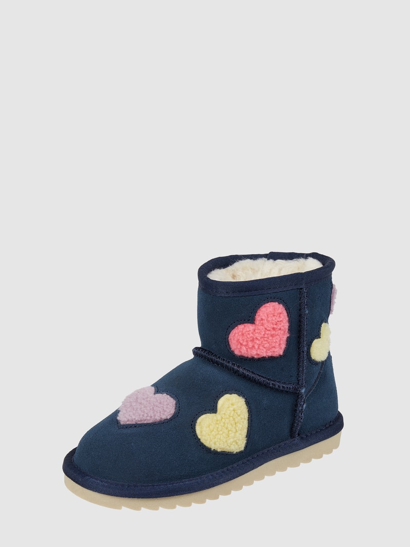 Boots aus Veloursleder in marineblau