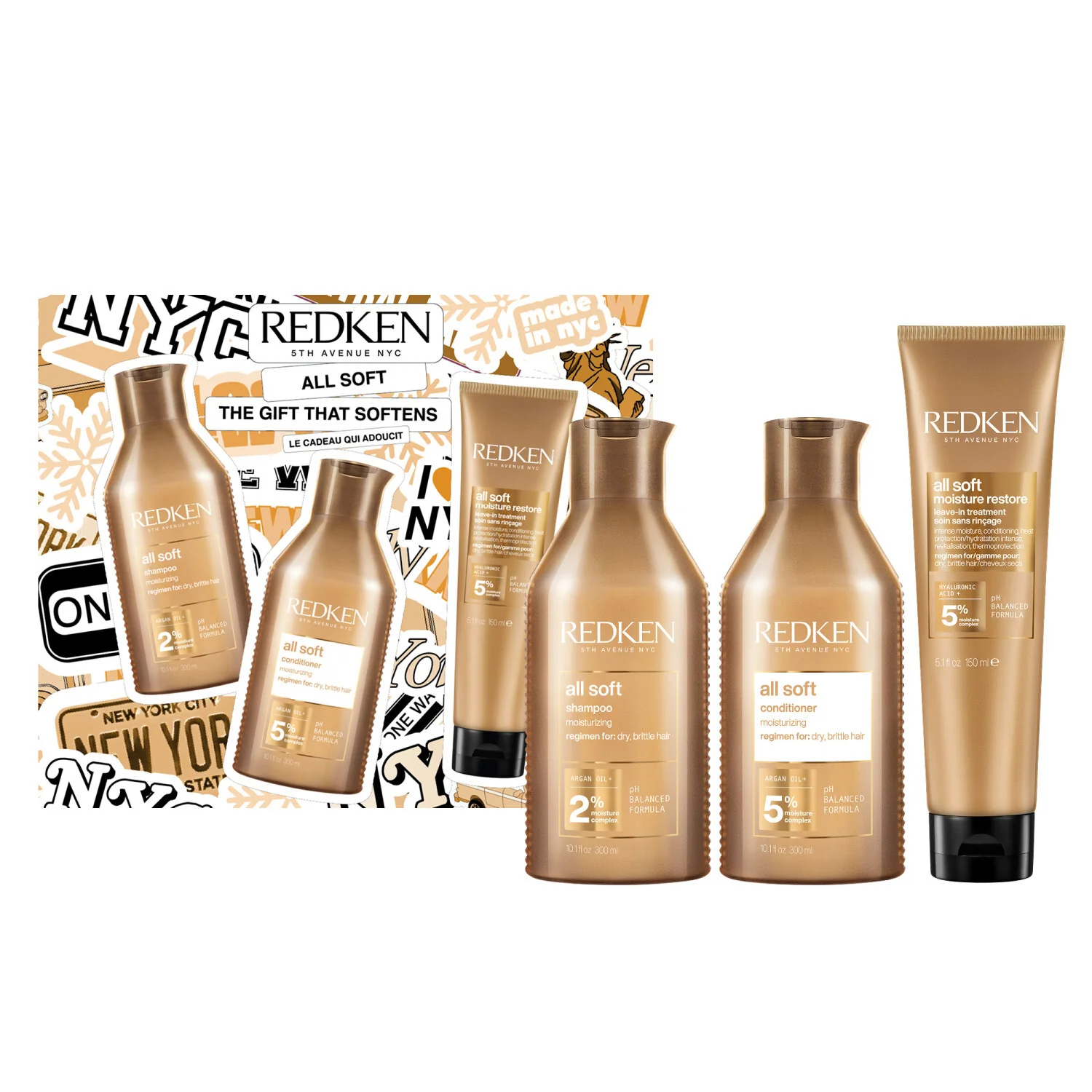 All Soft Christmas Gift Set Shampoo, Conditioner & Heavy Cream for Dry Hair - Hair Gift Sets, Gentle Shampoo, Frequent Use Conditioner, Hair Cream