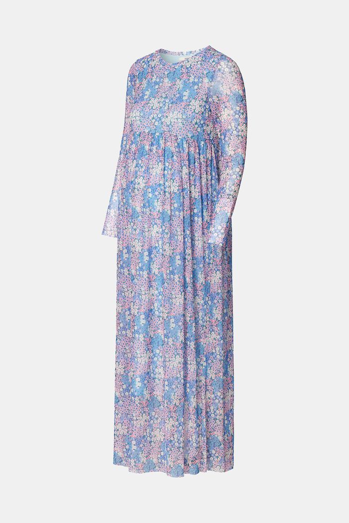 Maxikleid aus Mesh mit Allover-Blumenprint