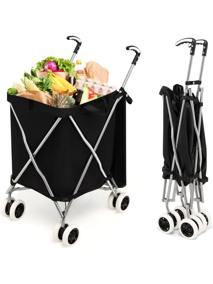 COSTWAY Einkaufstrolley 90 L in Schwarz günstig kaufen onesize