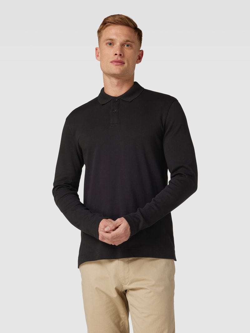 Poloshirt mit langen Ärmeln in schwarz