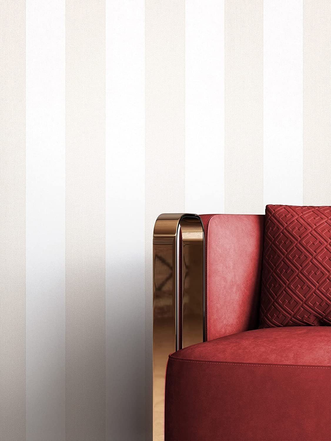 Newroom Vliestapete, Beige Tapete Landhaus Streifen - Streifentapete Weiß Modern Linien für Wohnzimmer Schlafzimmer Flur