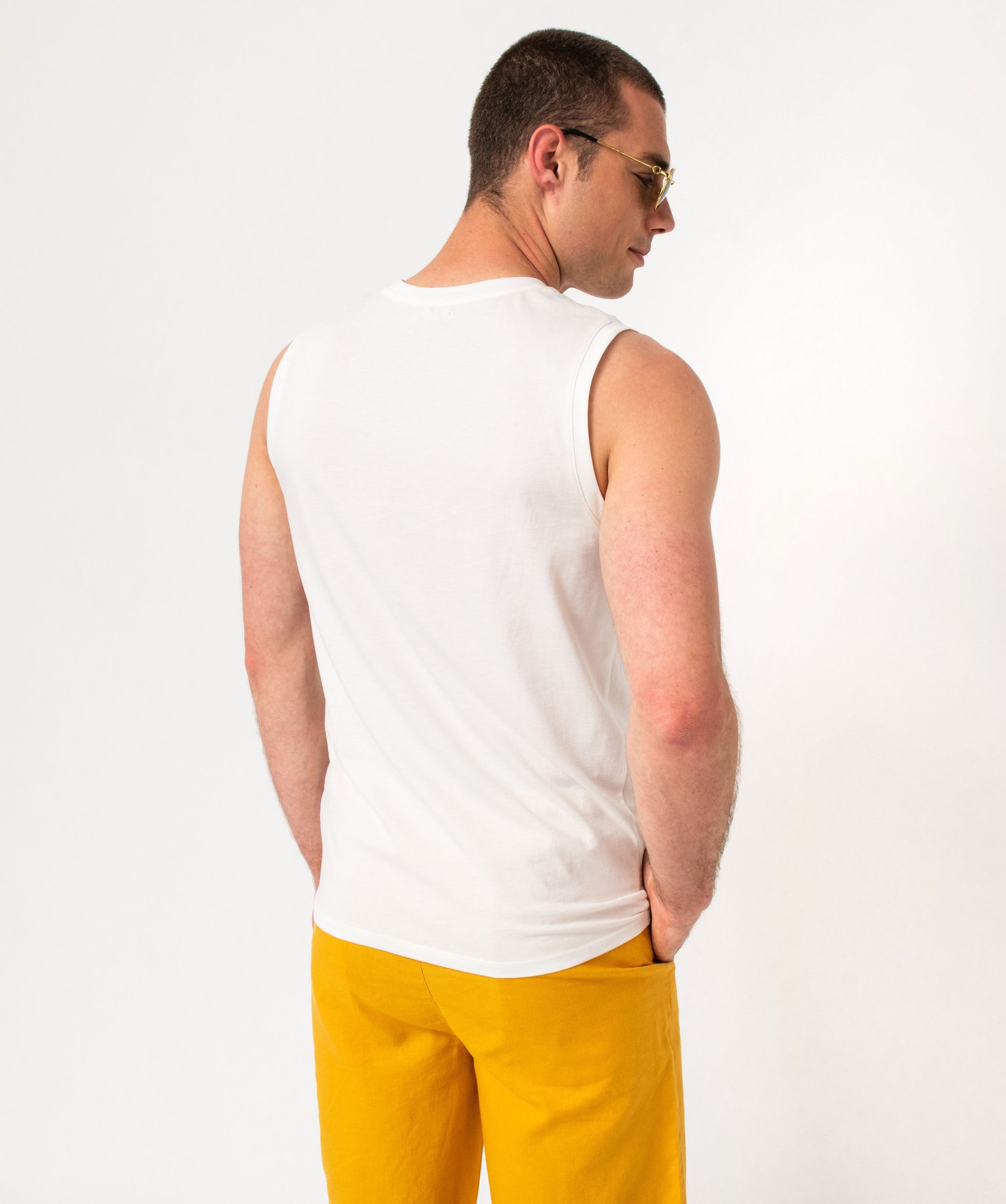 Débardeur large en coton homme blanc | GEMO
